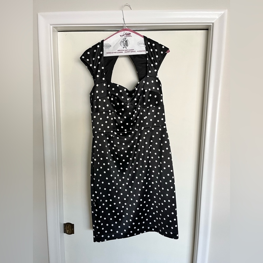 White House Black Market Womens Sheath Polka Dot Dress Size 10